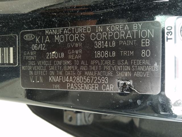 Photo 9 VIN: KNAFU4A28D5672593 - KIA FORTE EX 