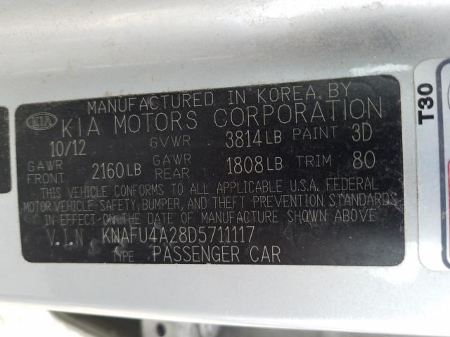 Photo 9 VIN: KNAFU4A28D5711117 - KIA FORTE EX 