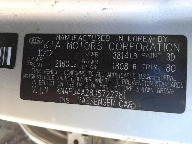 Photo 9 VIN: KNAFU4A28D5722781 - KIA FORTE EX 