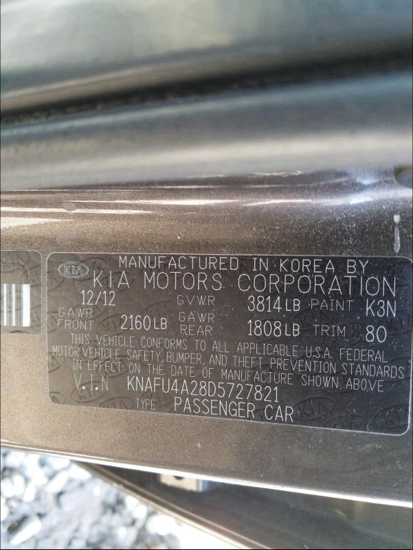 Photo 9 VIN: KNAFU4A28D5727821 - KIA FORTE EX 