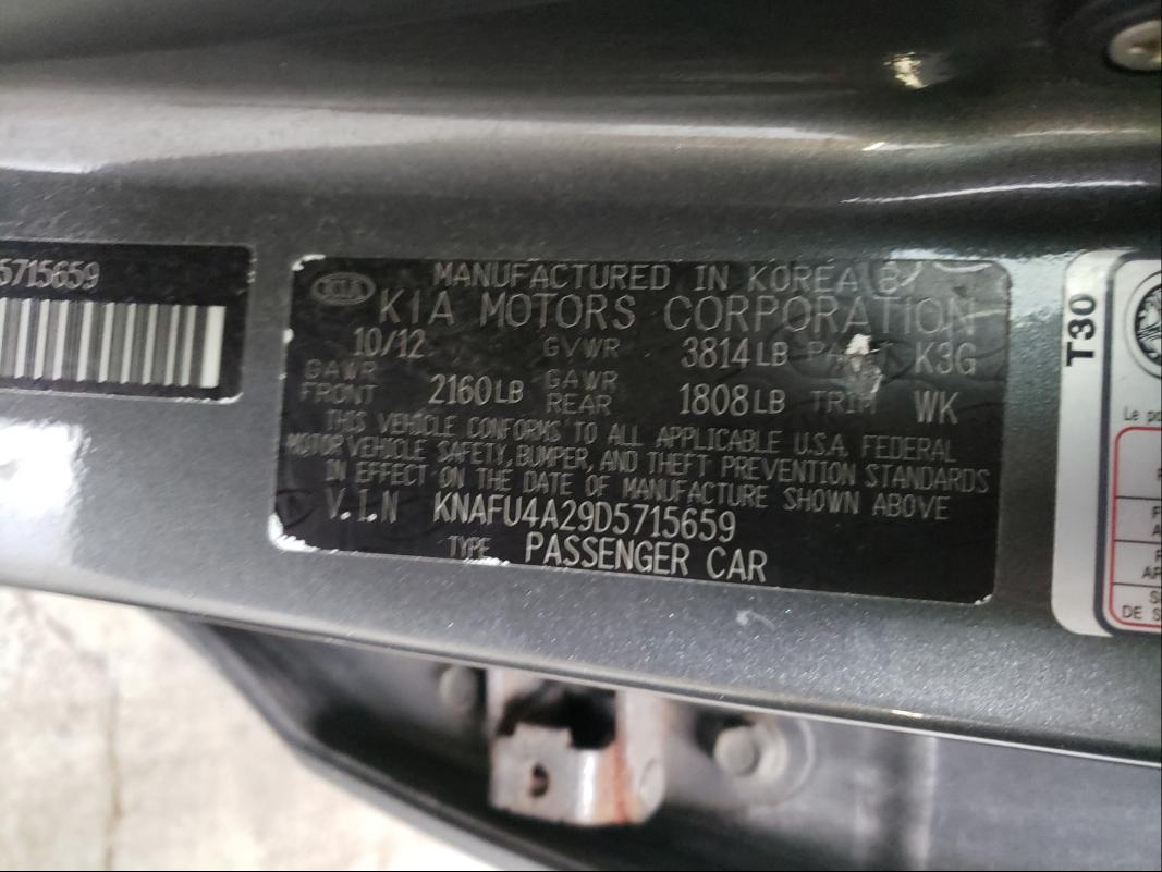 Photo 9 VIN: KNAFU4A29D5715659 - KIA FORTE EX 