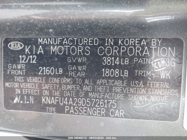 Photo 8 VIN: KNAFU4A29D5726175 - KIA FORTE 