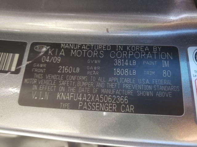 Photo 9 VIN: KNAFU4A2XA5062366 - KIA FORTE EX 