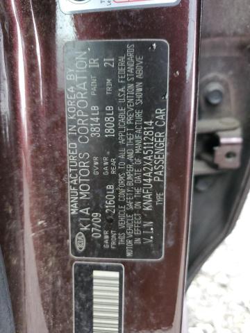 Photo 11 VIN: KNAFU4A2XA5112814 - KIA FORTE EX 