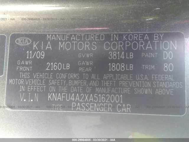 Photo 8 VIN: KNAFU4A2XA5162001 - KIA FORTE 