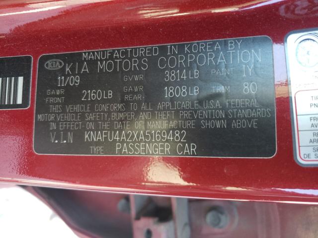 Photo 9 VIN: KNAFU4A2XA5169482 - KIA FORTE EX 