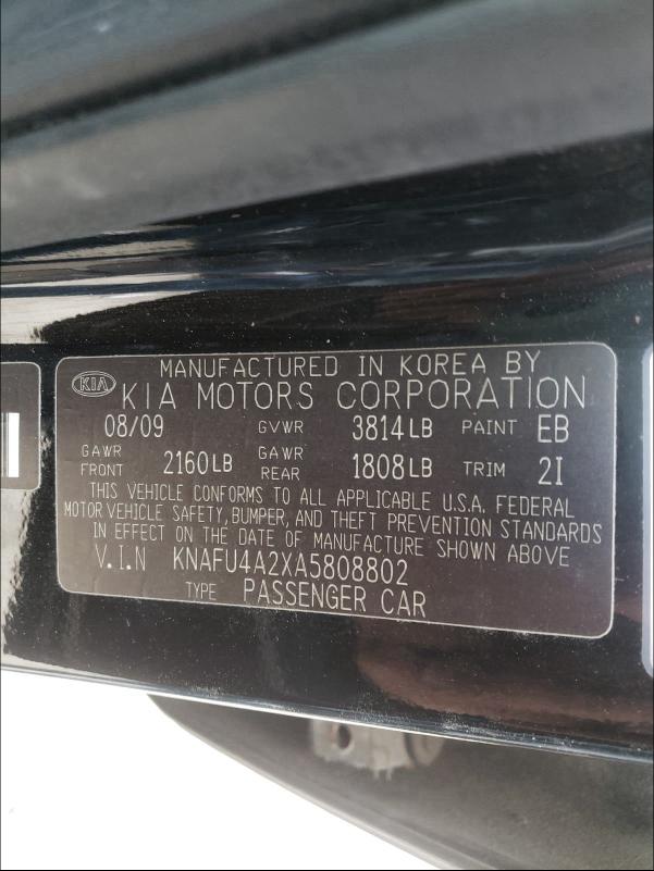 Photo 9 VIN: KNAFU4A2XA5808802 - KIA FORTE EX 