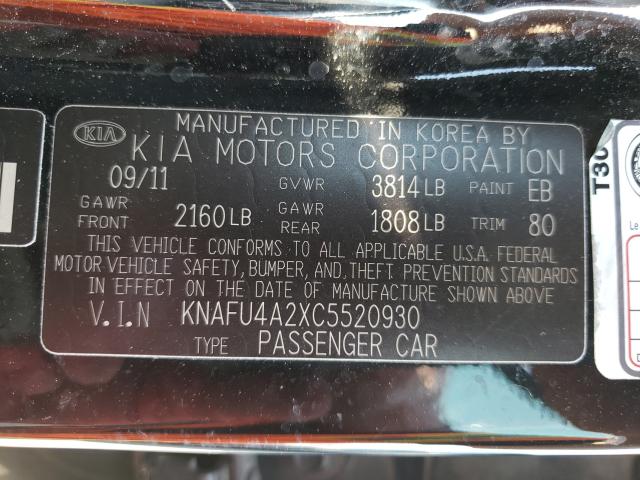 Photo 9 VIN: KNAFU4A2XC5520930 - KIA FORTE EX 