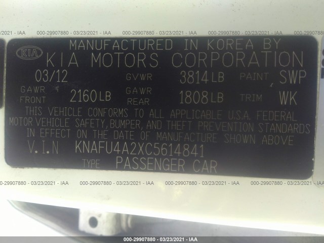 Photo 8 VIN: KNAFU4A2XC5614841 - KIA FORTE 