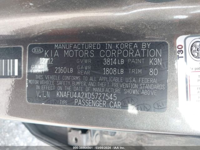 Photo 8 VIN: KNAFU4A2XD5727545 - KIA FORTE 