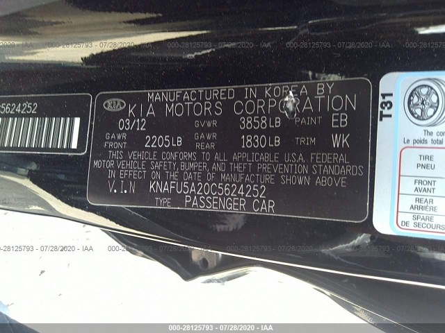 Photo 8 VIN: KNAFU5A20C5624252 - KIA FORTE 5-DOOR 