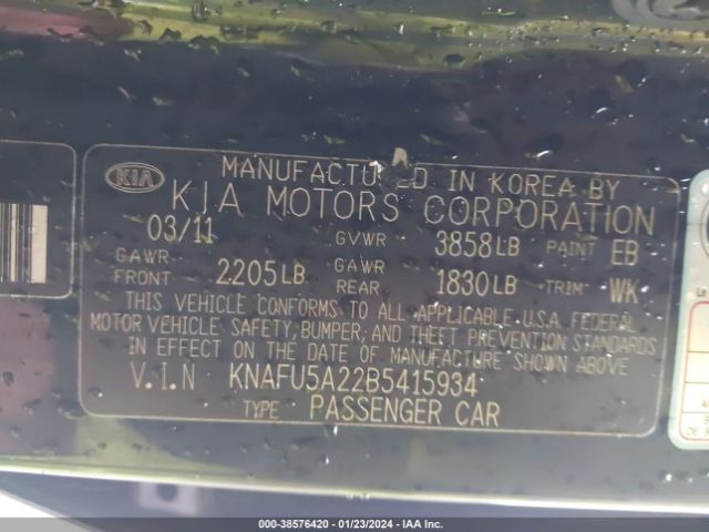 Photo 8 VIN: KNAFU5A22B5415934 - KIA FORTE 