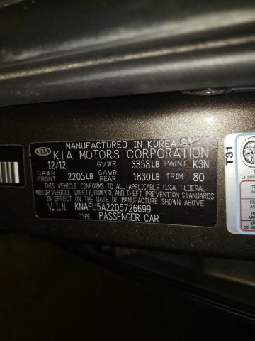 Photo 9 VIN: KNAFU5A22D5726699 - KIA FORTE EX 