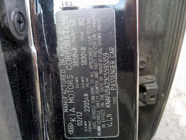 Photo 9 VIN: KNAFU5A23C5595359 - KIA FORTE EX 