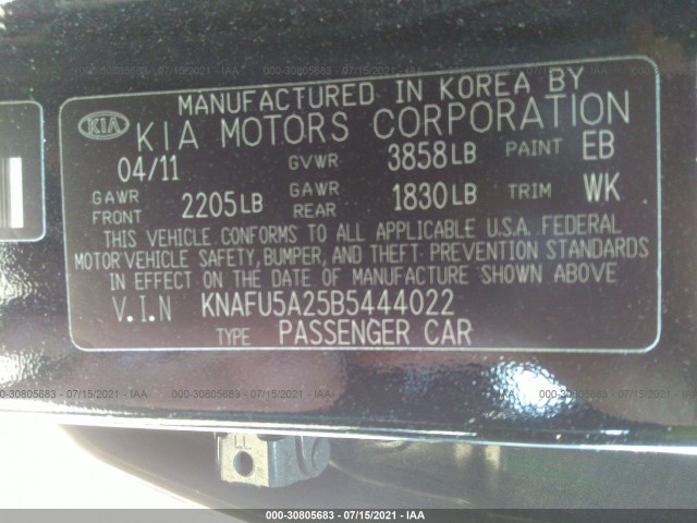 Photo 8 VIN: KNAFU5A25B5444022 - KIA FORTE 5-DOOR 