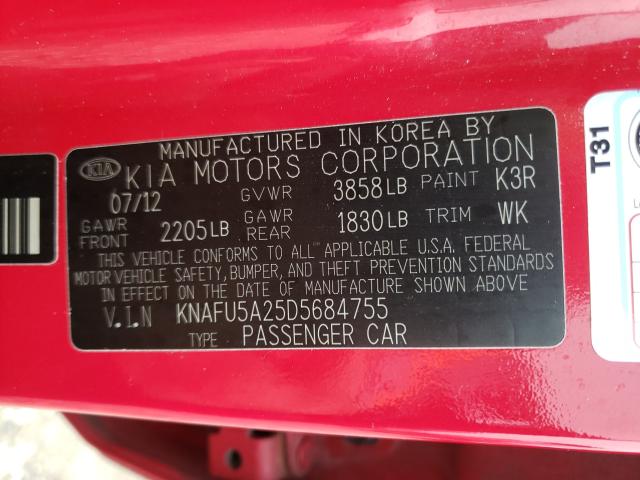 Photo 9 VIN: KNAFU5A25D5684755 - KIA FORTE EX 