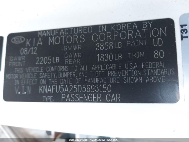 Photo 8 VIN: KNAFU5A25D5693150 - KIA FORTE 