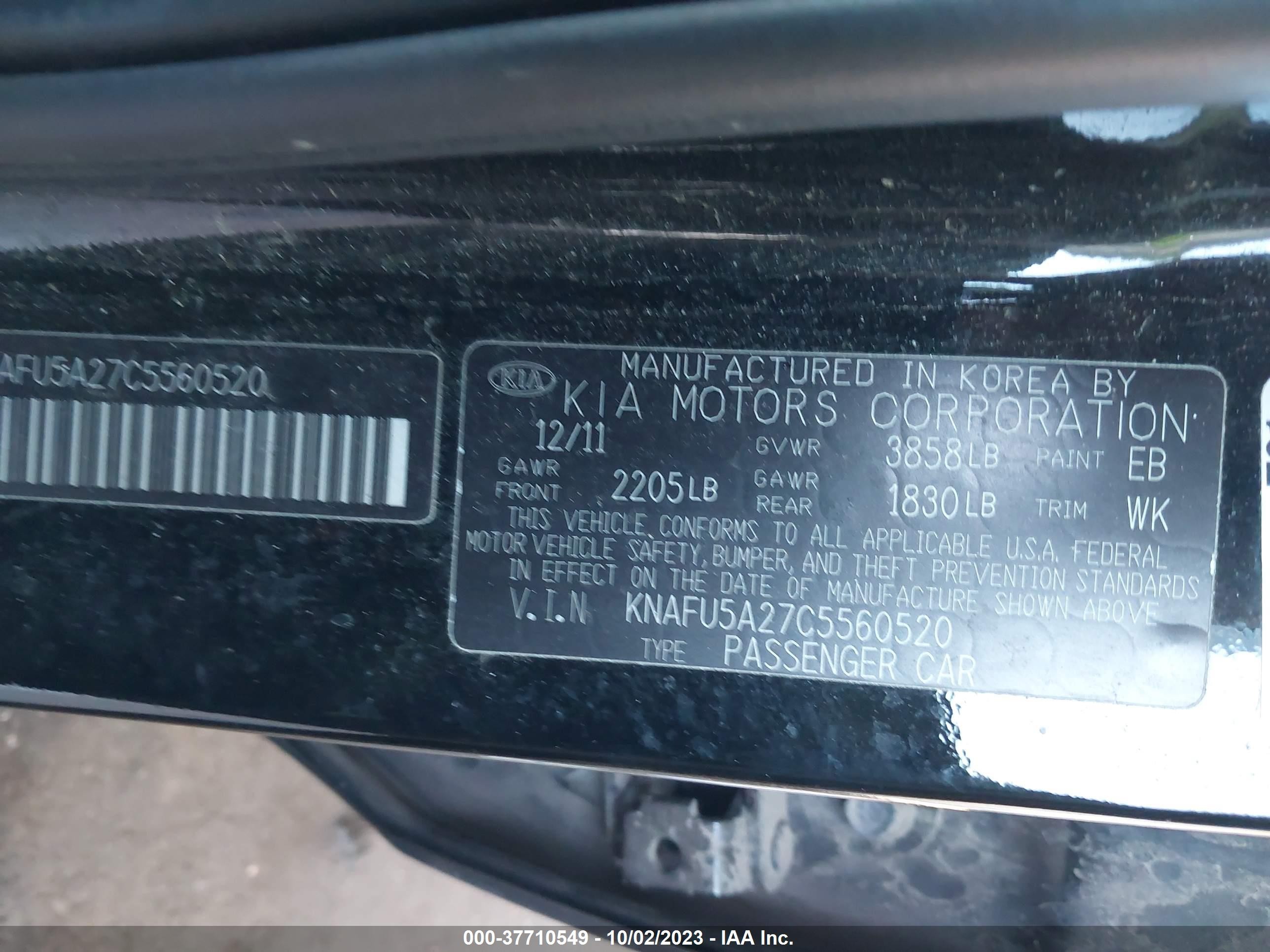 Photo 8 VIN: KNAFU5A27C5560520 - KIA FORTE 