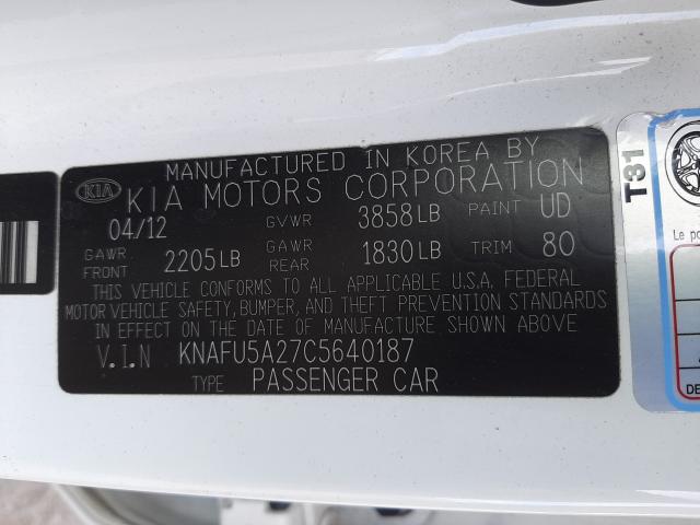 Photo 9 VIN: KNAFU5A27C5640187 - KIA FORTE EX 