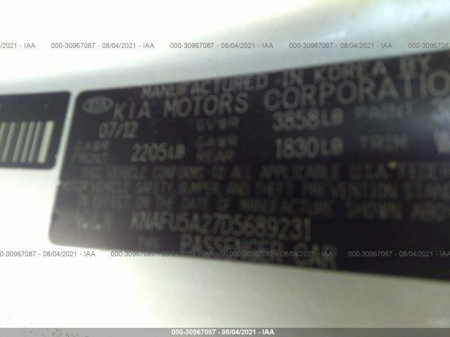 Photo 8 VIN: KNAFU5A27D5689231 - KIA FORTE 5-DOOR 