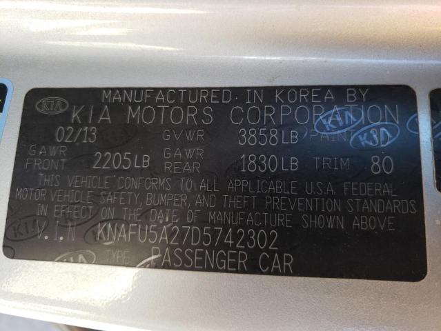 Photo 12 VIN: KNAFU5A27D5742302 - KIA FORTE EX 