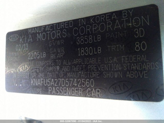 Photo 8 VIN: KNAFU5A27D5742560 - KIA FORTE 5-DOOR 