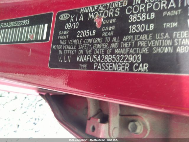 Photo 8 VIN: KNAFU5A28B5322903 - KIA FORTE 5-DOOR 