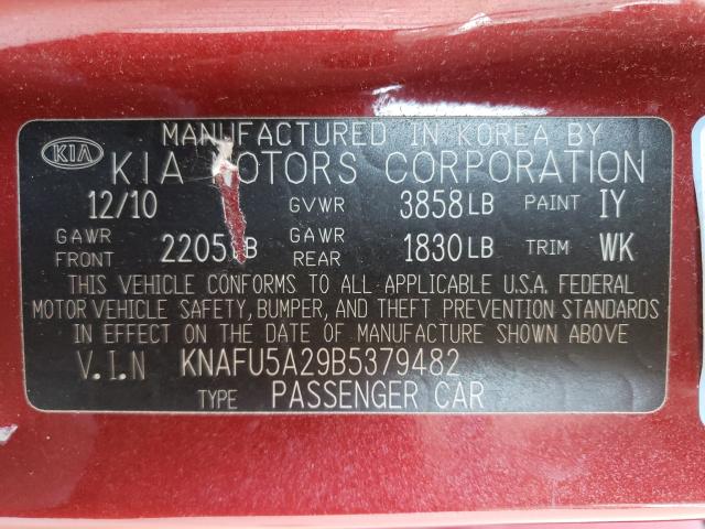 Photo 9 VIN: KNAFU5A29B5379482 - KIA FORTE EX 