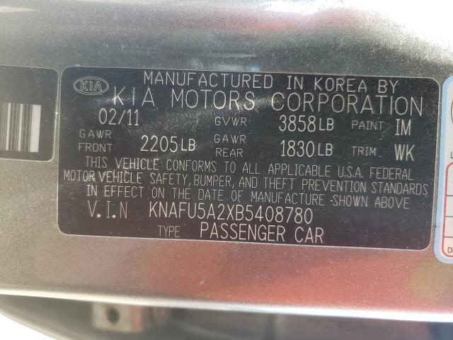 Photo 9 VIN: KNAFU5A2XB5408780 - KIA FORTE EX 