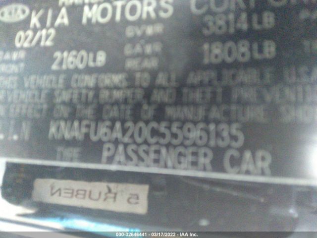 Photo 8 VIN: KNAFU6A20C5596135 - KIA FORTE KOUP 