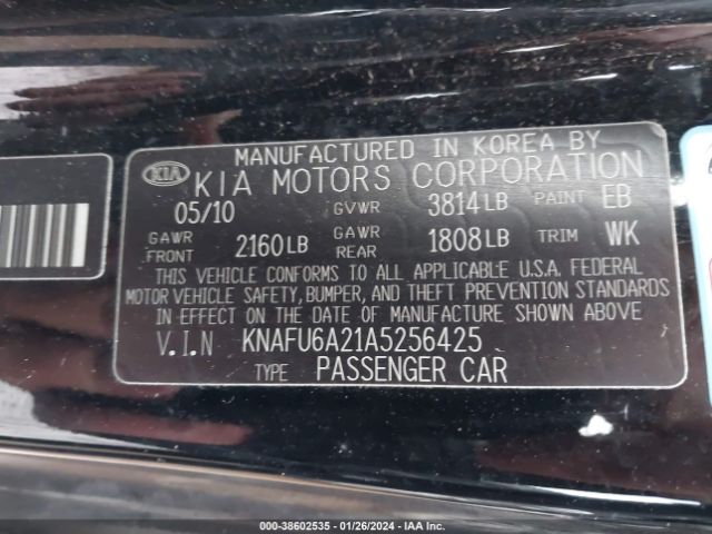 Photo 8 VIN: KNAFU6A21A5256425 - KIA FORTE KOUP 