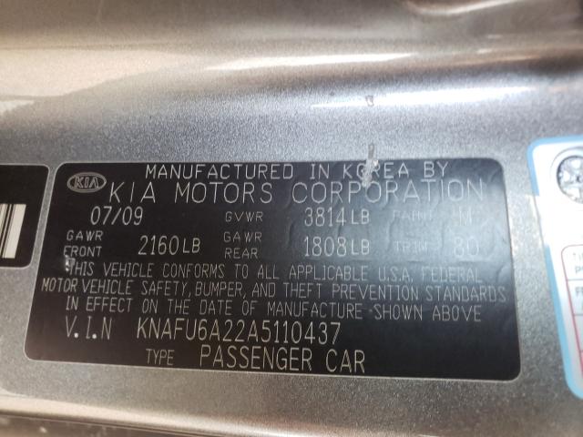 Photo 9 VIN: KNAFU6A22A5110437 - KIA FORTE EX 