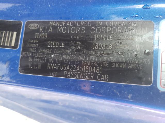 Photo 9 VIN: KNAFU6A22A5160481 - KIA FORTE EX 