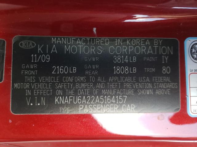 Photo 9 VIN: KNAFU6A22A5164157 - KIA FORTE EX 