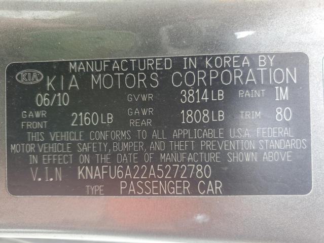 Photo 11 VIN: KNAFU6A22A5272780 - KIA FORTE EX 