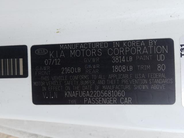 Photo 9 VIN: KNAFU6A22D5681060 - KIA FORTE EX 