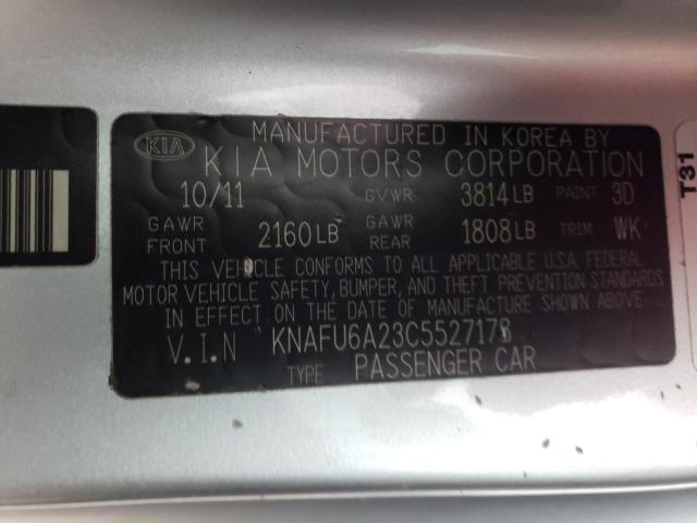 Photo 9 VIN: KNAFU6A23C5527178 - KIA FORTE EX 