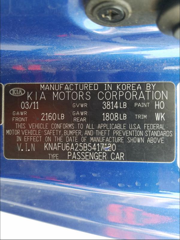 Photo 9 VIN: KNAFU6A25B5417120 - KIA FORTE EX 