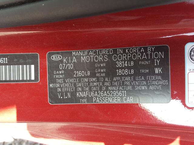 Photo 9 VIN: KNAFU6A26A5295611 - KIA FORTE EX 