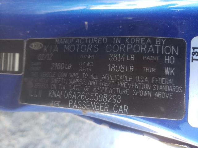 Photo 9 VIN: KNAFU6A26C5598293 - KIA FORTE EX 