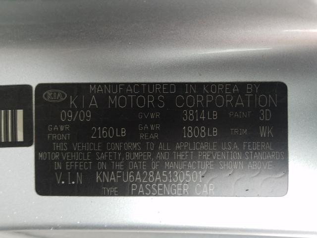 Photo 9 VIN: KNAFU6A28A5130501 - KIA FORTE EX 