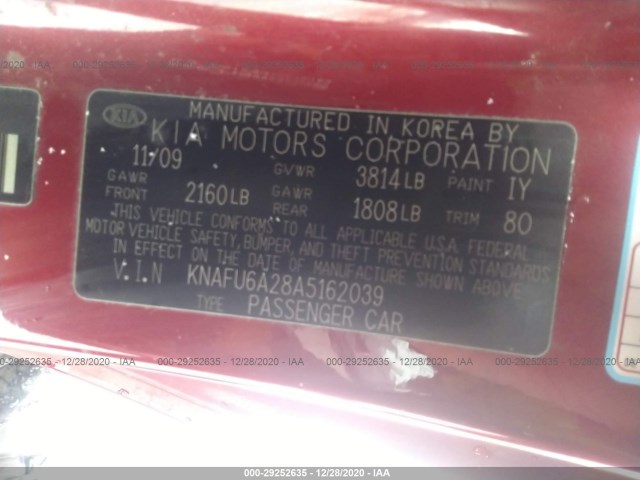 Photo 8 VIN: KNAFU6A28A5162039 - KIA FORTE KOUP 