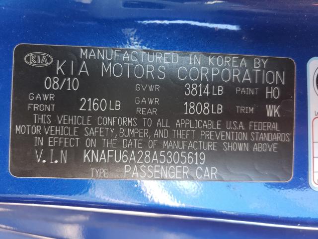 Photo 9 VIN: KNAFU6A28A5305619 - KIA FORTE EX 