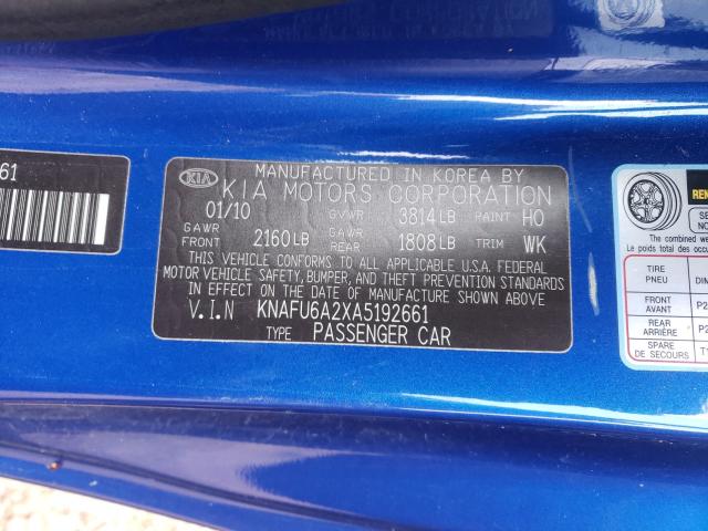 Photo 9 VIN: KNAFU6A2XA5192661 - KIA FORTE EX 