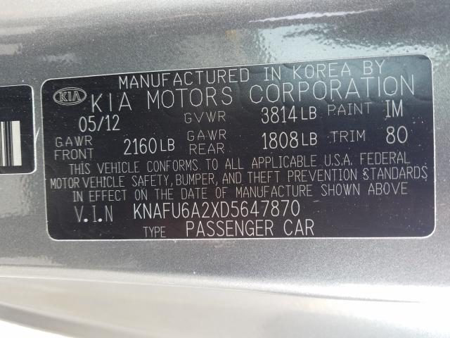 Photo 9 VIN: KNAFU6A2XD5647870 - KIA FORTE EX 