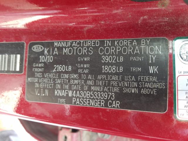 Photo 9 VIN: KNAFW4A30B5333973 - KIA FORTE SX 