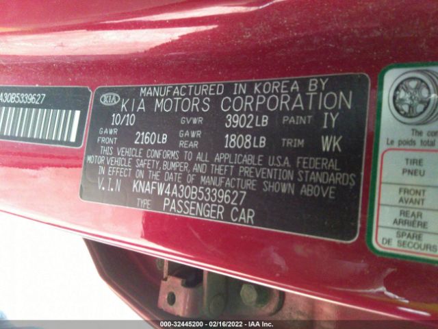 Photo 8 VIN: KNAFW4A30B5339627 - KIA FORTE 