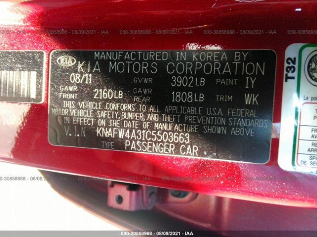 Photo 8 VIN: KNAFW4A31C5503663 - KIA FORTE 