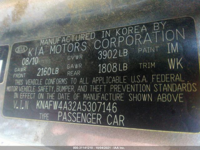 Photo 8 VIN: KNAFW4A32A5307146 - KIA FORTE 