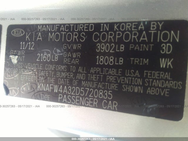 Photo 8 VIN: KNAFW4A32D5720835 - KIA FORTE 